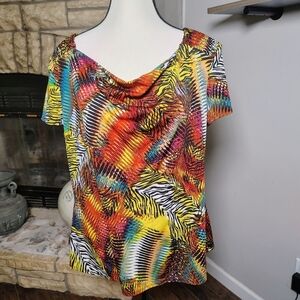 Notations Multicolor Abstract Pattern Blouse